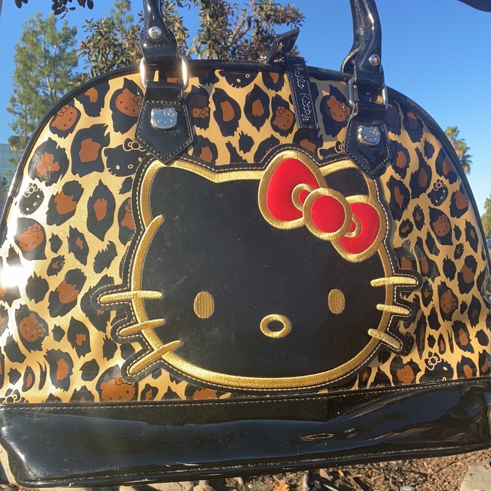 Y2K Loungefly HELLO KITTY BOWLER BAG DOME Leopard SATCHEL CARRYALL WEEKENDER - Picture 1 of 11